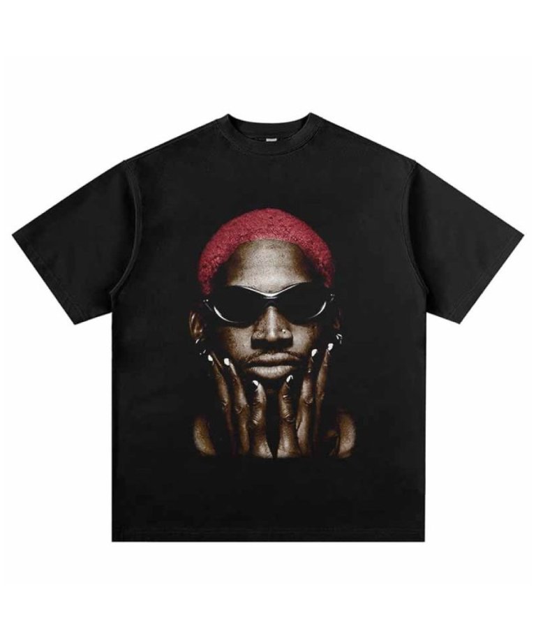 【USA Select】 RODMAN OVERSIZE Vintage T-Shirts.BLK/RED