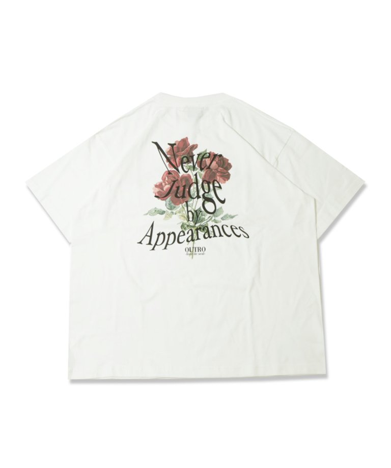 OUTRO-feer de seal-  RED Rose Back Tee WHT