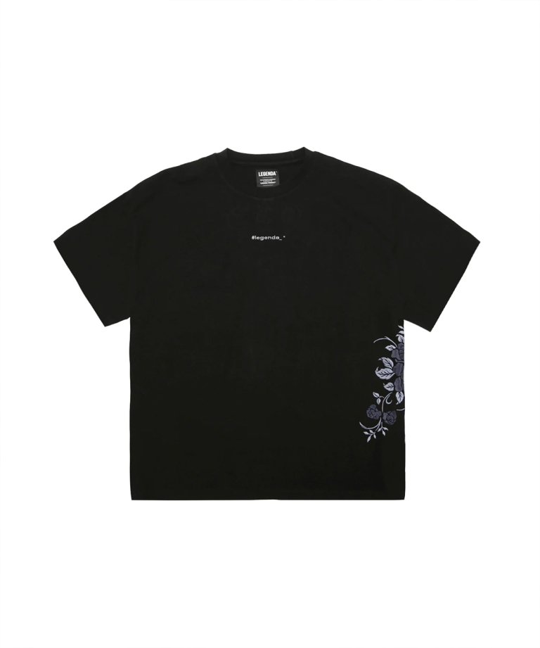 LEGENDA Monochrome Rose Embroidery T-Shirt BLK[LEC1112]
