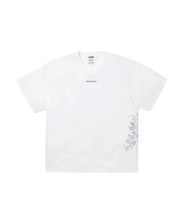LEGENDA Monochrome Rose Embroidery T-Shirt WHT[LEC1112]
