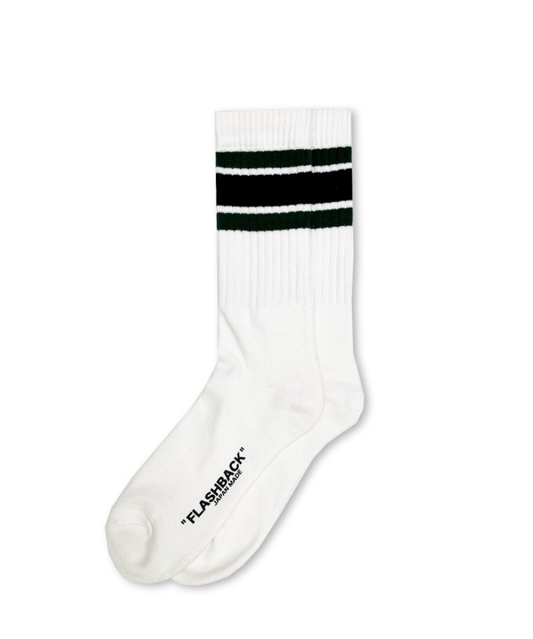 【FLASHBACK最新作】FLASHBACK Stripe Socks GREEN/BLK×WHT
