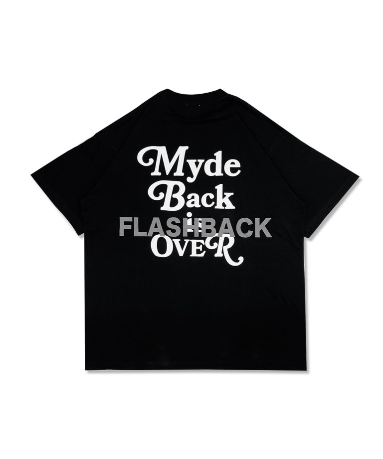 【FLASHBACK23SS最新作】''Myde Back is OVER'' Grey Reflector OVERSIZE T-Shirts BLK