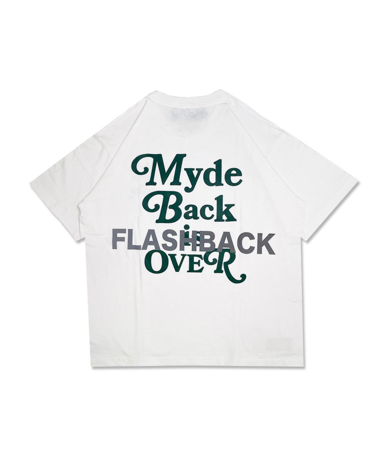 【FLASHBACK23SS最新作】''Myde Back is OVER''  Reflector OVERSIZE T-Shirts WHT/GREEN