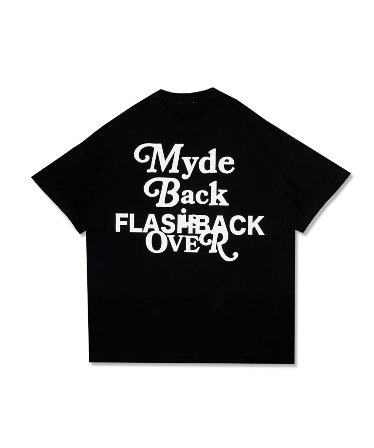 【FLASHBACK23SS最新作】''Myde Back is OVER'' WHT Reflector OVERSIZE T-Shirts BLK