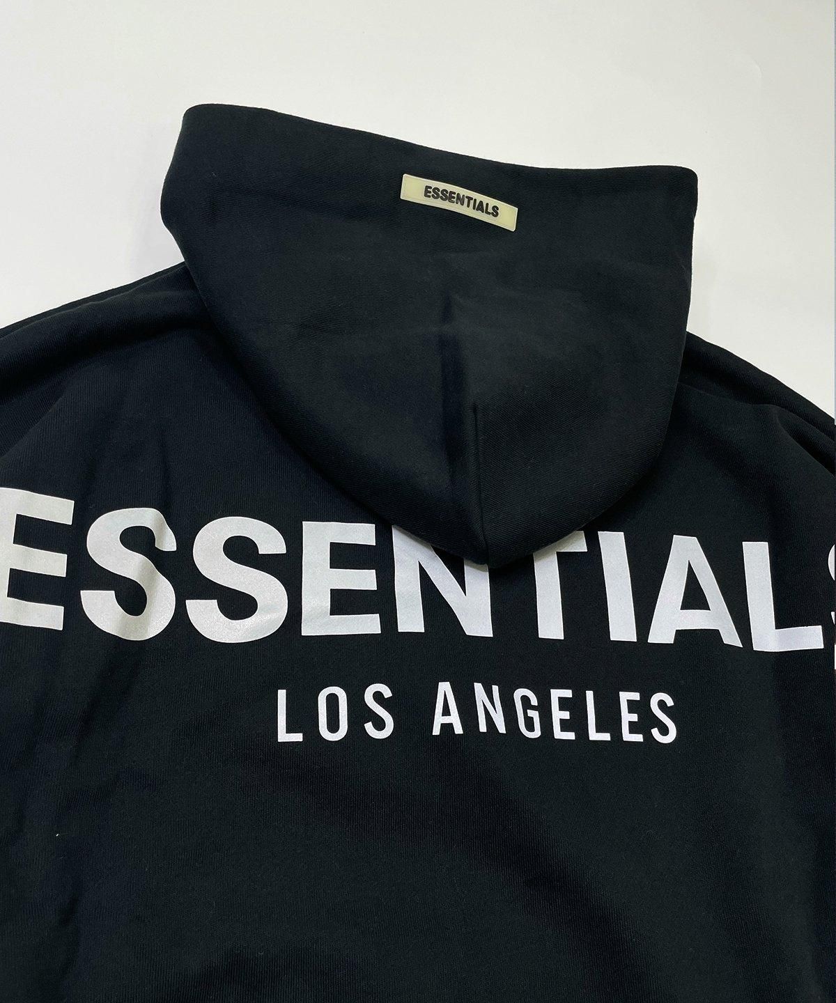 FOG ESSENTIALS LA限定リフレクターロゴフーディ - Fear Of God Essentials LA Limited  Pullover Hoodie BLK