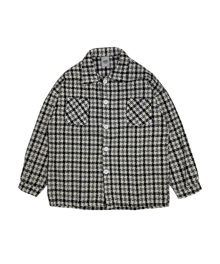 【FLASHBACK最新作23AW】Tweed  Check Oversize Shirts JKT BLK/WHT