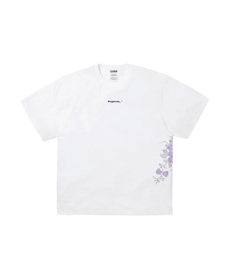 LEGENDA 12th Color Rose Embroidery T-shirt WHT/PUPLE [LEC1158]
