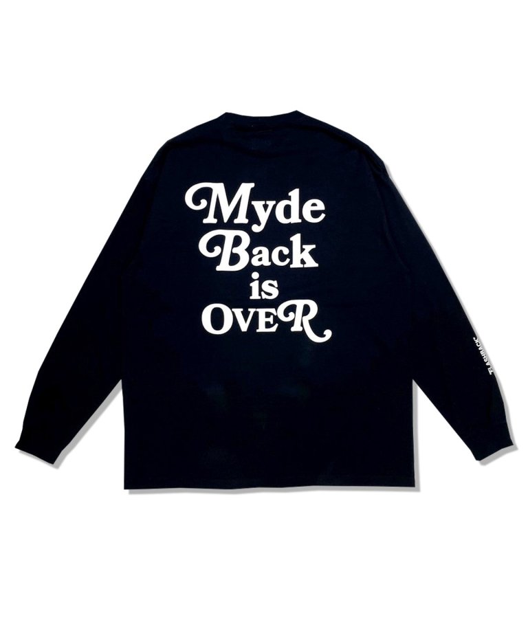 【FLASHBACK最新作23AW】''Myde Back is OVER'' OVERSIZE Long Sleeve Tee BLK