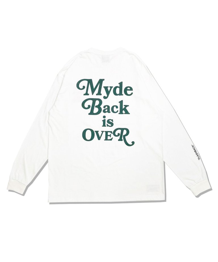 【FLASHBACK最新作23AW】''Myde Back is OVER'' OVERSIZE Long Sleeve Tee GREEN／WHT