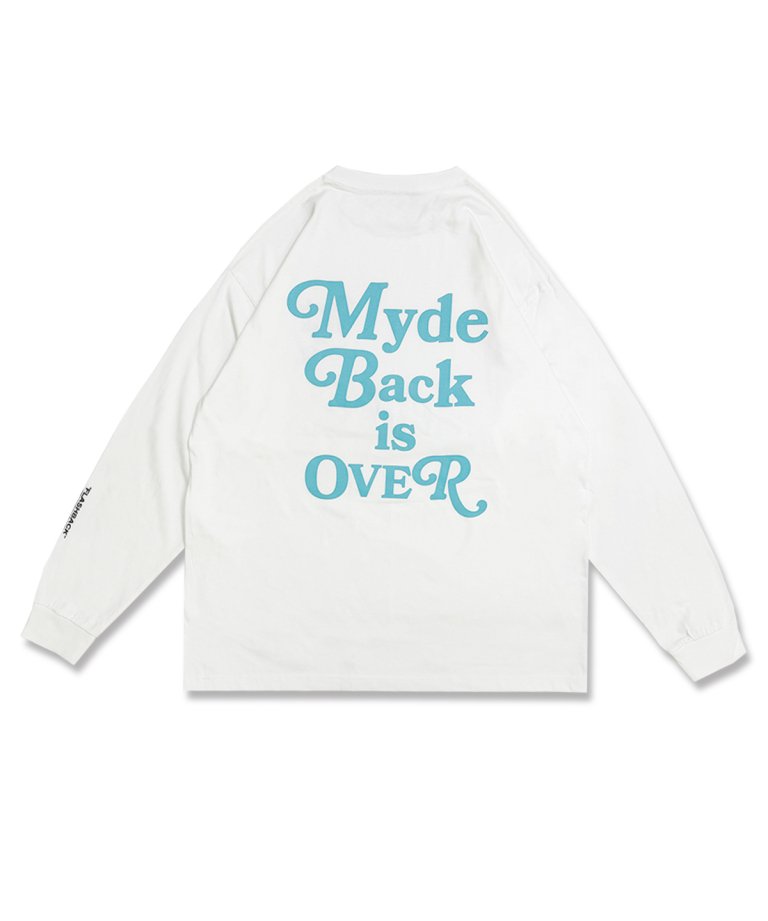 【FLASHBACK最新作23AW】''Myde Back is OVER'' OVERSIZE Long Sleeve Tee MINT/WHT