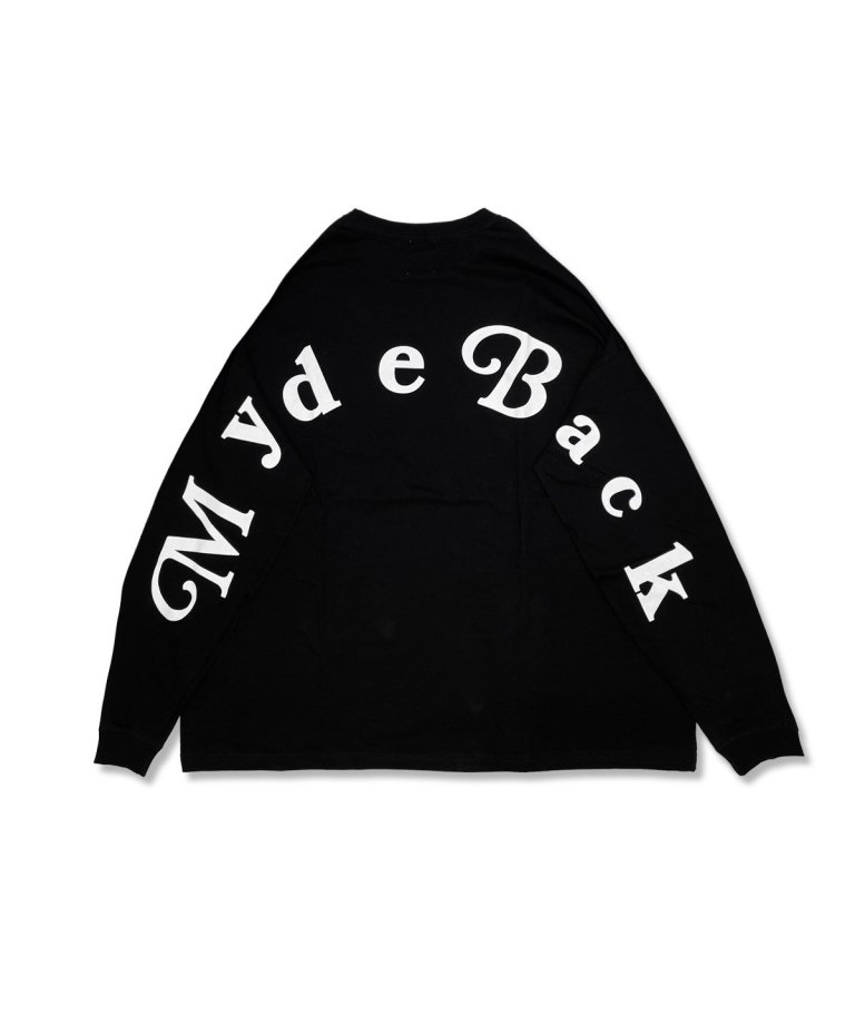 【FLASHBACK最新作23AW】''Myde Back is OVER'' OVERSIZE Arch Logo Long Sleeve Tee  BLK