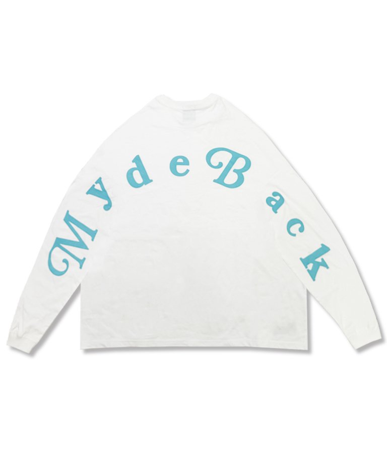 【FLASHBACK最新作23AW】''Myde Back is OVER'' OVERSIZE Arch Logo Long Sleeve Tee  MINT/WHT