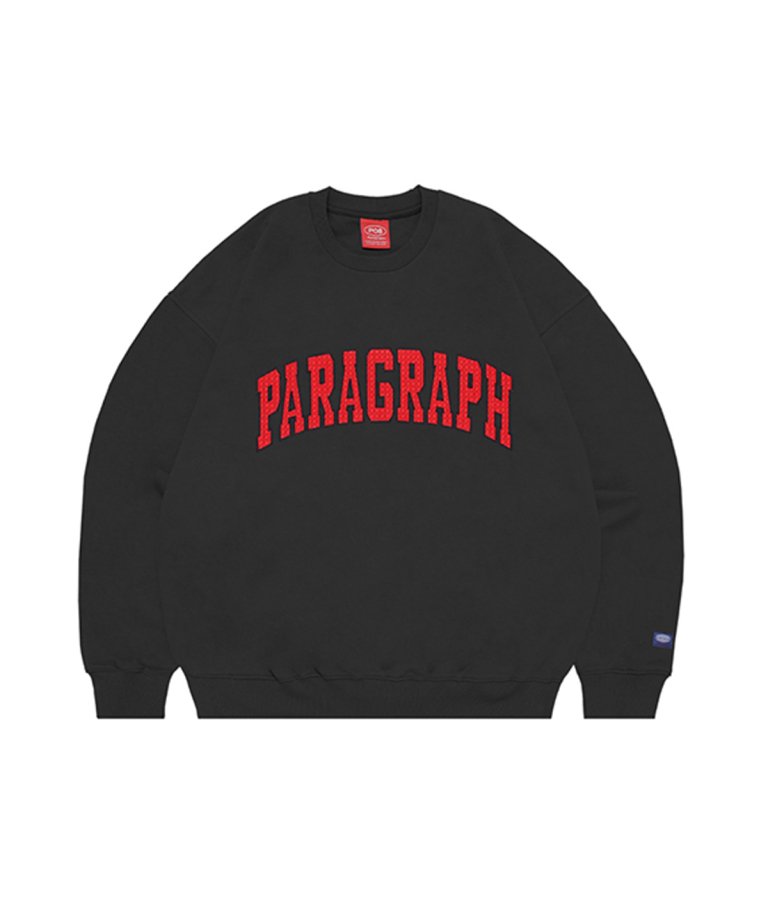 PARAGRAPH Grid Stitch Logo Crew BLK