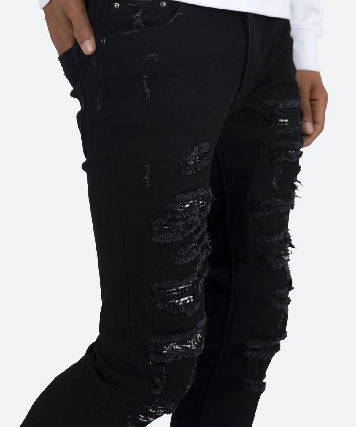 mnml X165 PAISLEY SKINNY DENIM BLACK mnml X165 PAISLEY SKINNY DENIM BLACK