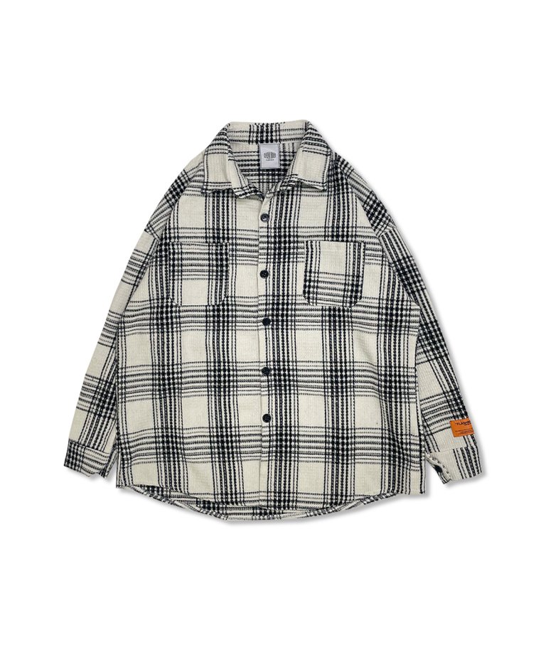 FLASHBACKǿ23AWTweed  Check Oversize Shirts JKT WHT