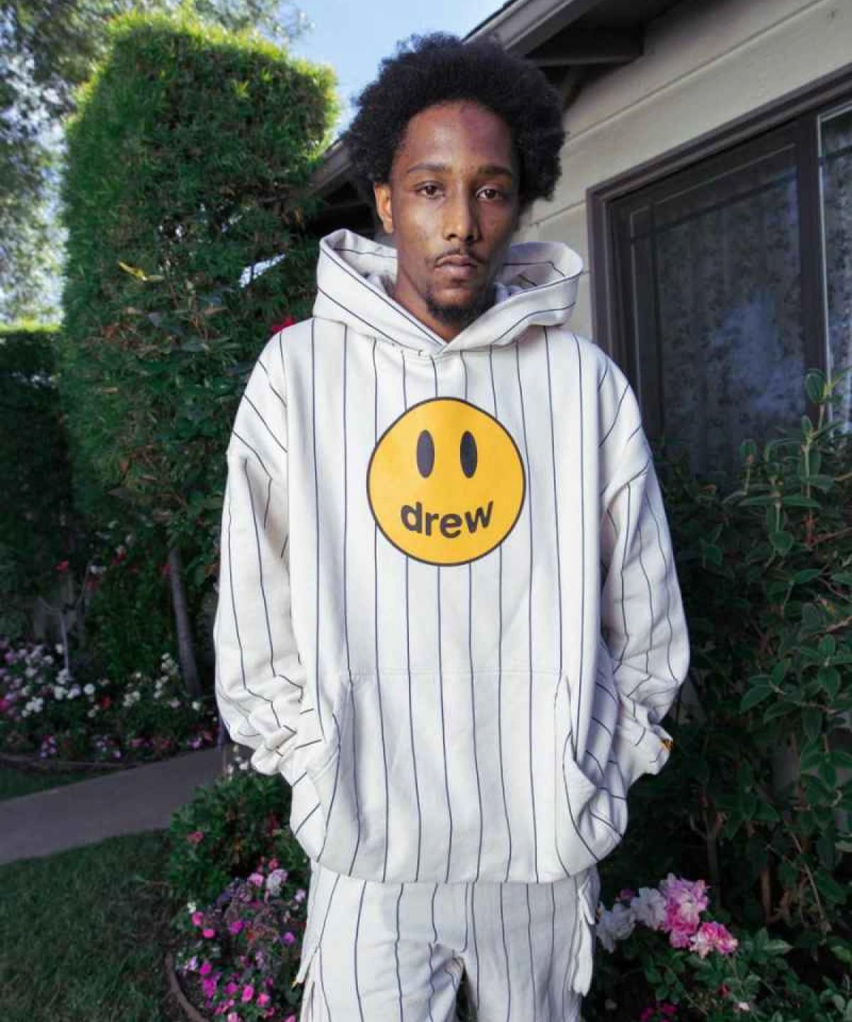 drew house mascot hoodie -navy pinstripe-