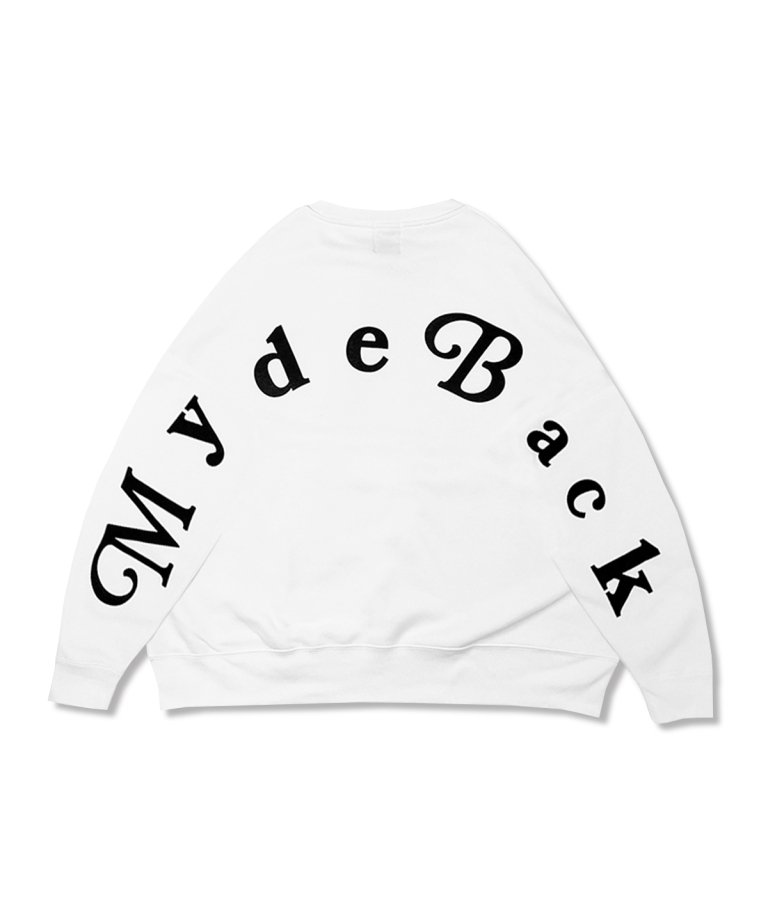 【FLASHBACK最新作23AW】''Myde Back is OVER'' OVERSIZE Arch Logo Sweat WHT