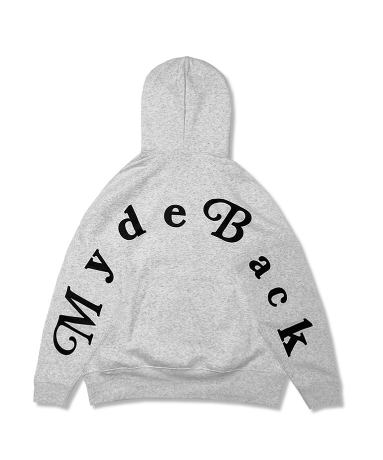 【FLASHBACK最新作23AW】''Myde Back is OVER'' OVERSIZE Arch Logo Hoodie ASH