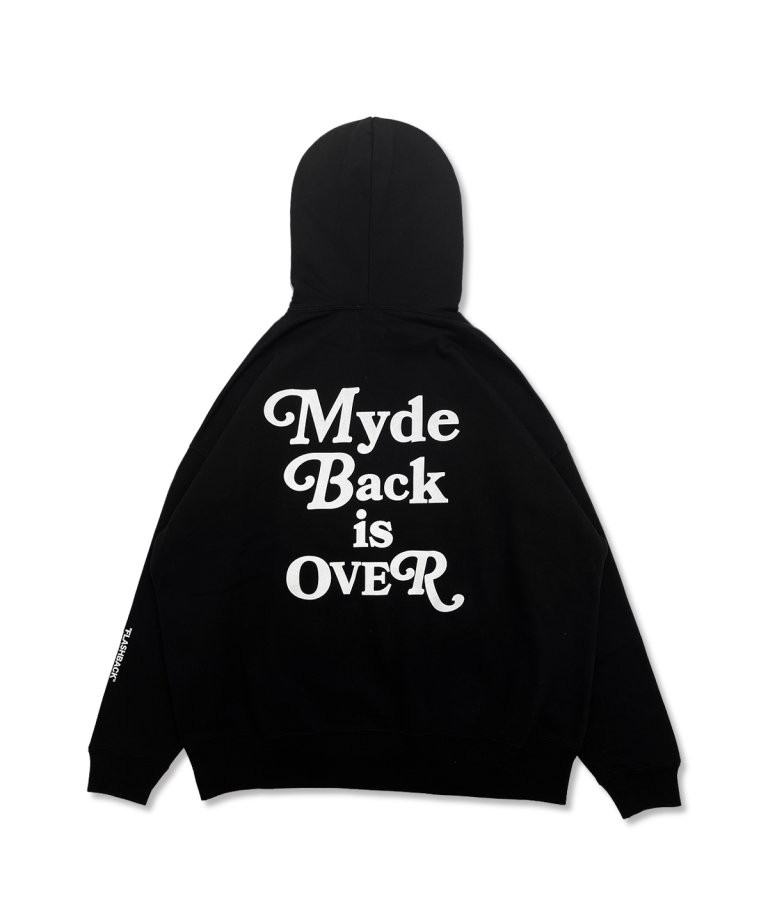FLASHBACKǿ23AW''Myde Back is OVER'' OVERSIZE Hoodie BLK