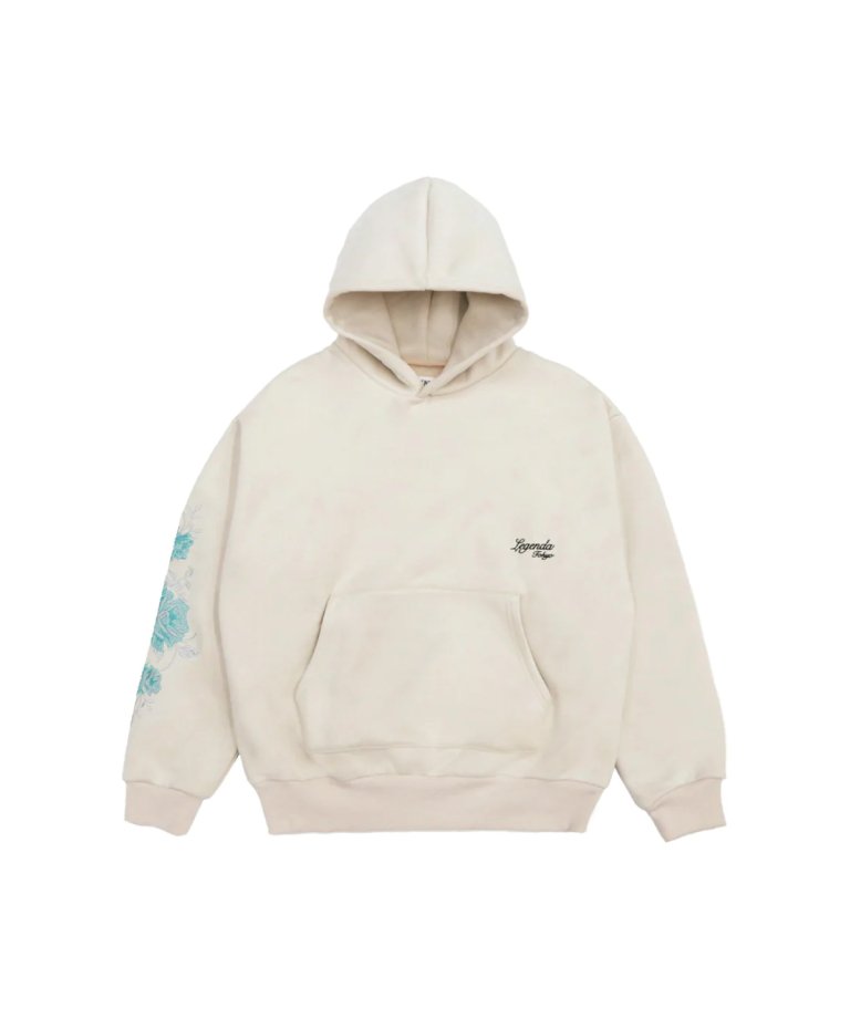Suede Like New Rose Embroidery Hoodie BEG/MINT [LEC1162]