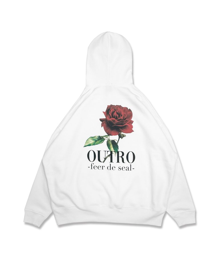 OUTRO-feer de seal- Red Rose Oversize Hoodie WHT