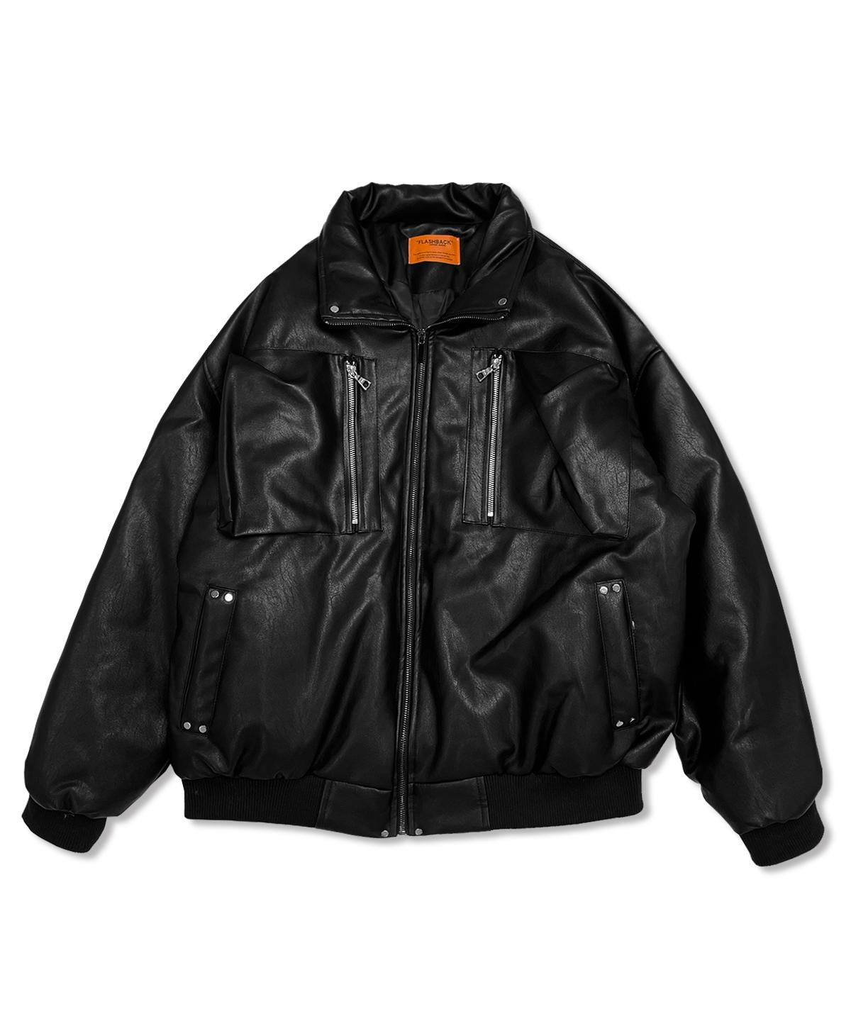 FLASHBACK レザージャケット FLASHBACK最新作23AW】Hype Fit Stretch Fake Leather OVERSIZE JKT