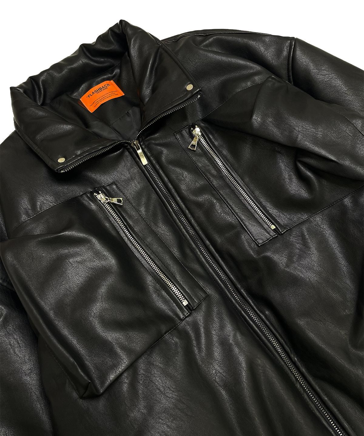 FLASHBACK最新作23AW】Hype Fit Stretch Fake Leather OVERSIZE JKT