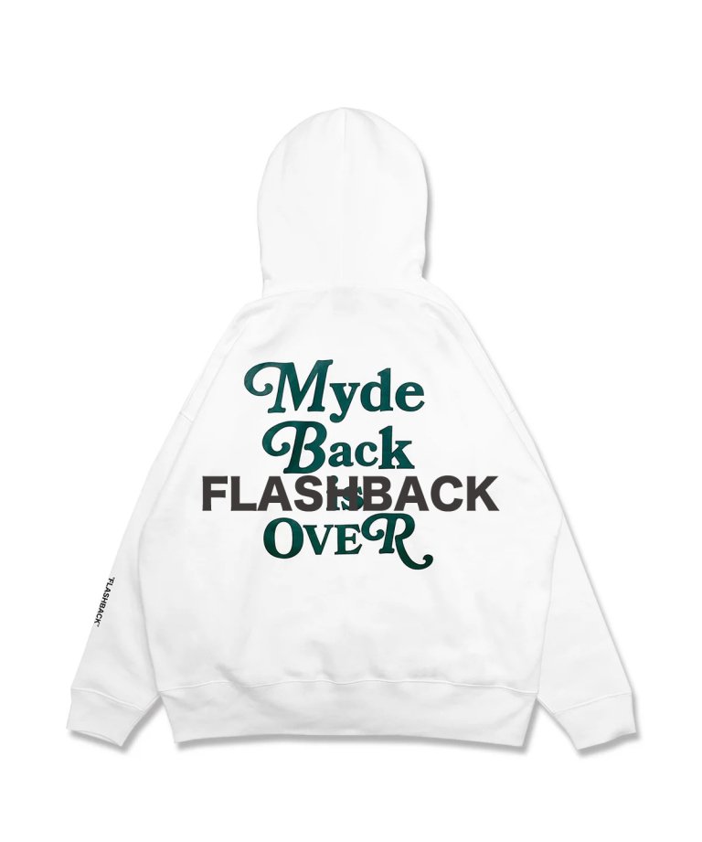 FLASHBACKǿ23AW''Myde Back is OVER'' OVERSIZE Hoodie WHT