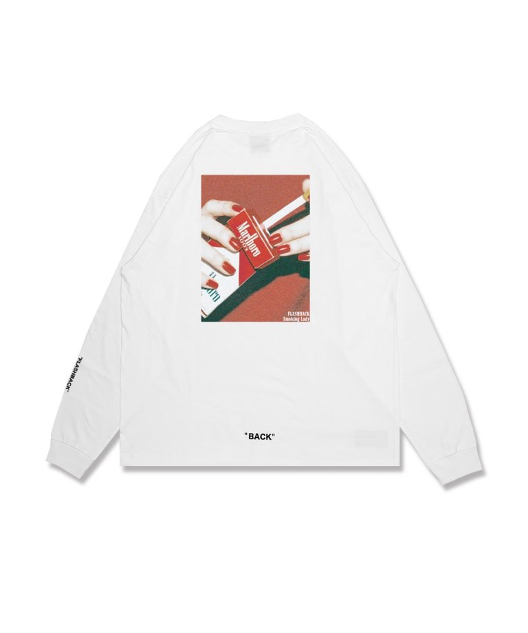 FLASHBACKǿ24SSSmoking RED BOX Back Photo OVERSIZE Long Sleeve Tee.WHT