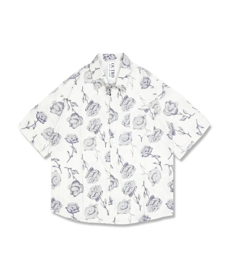 OUTRO-feer de seal-24SS Flower Half Sleeve OverSize Shirts  WHT