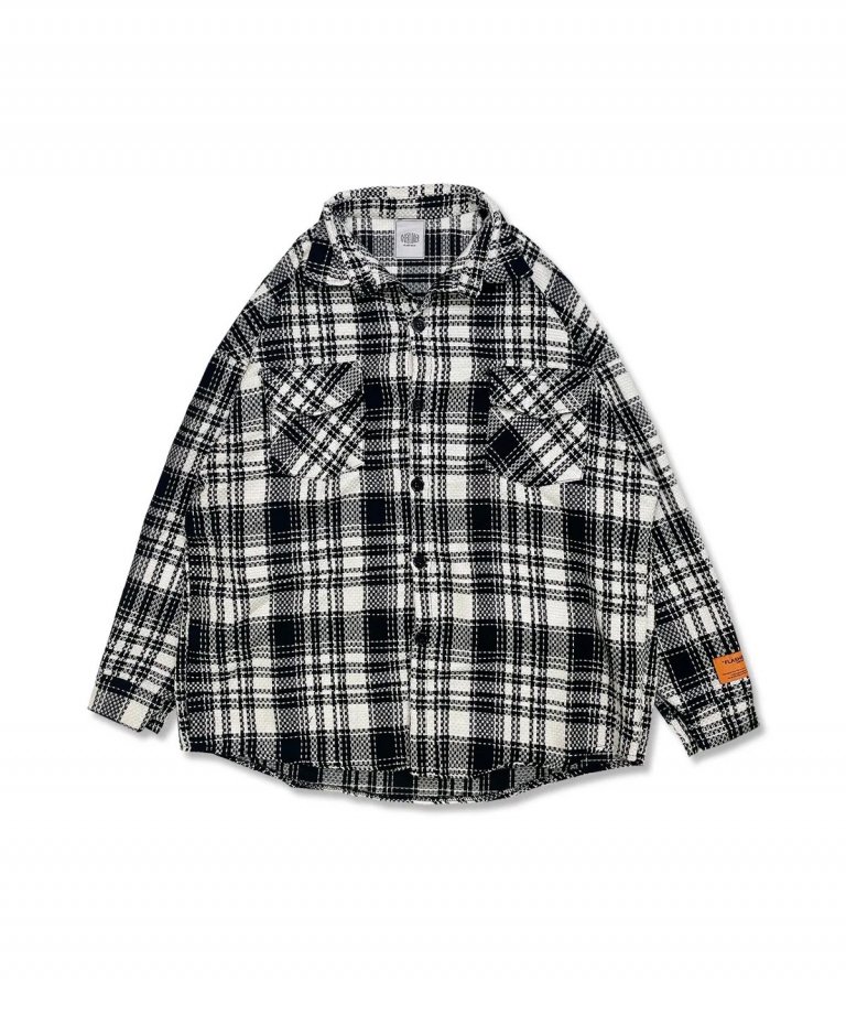 FLASHBACKǿ24AWTweed  Check Oversize Shirts JKT.BLACK