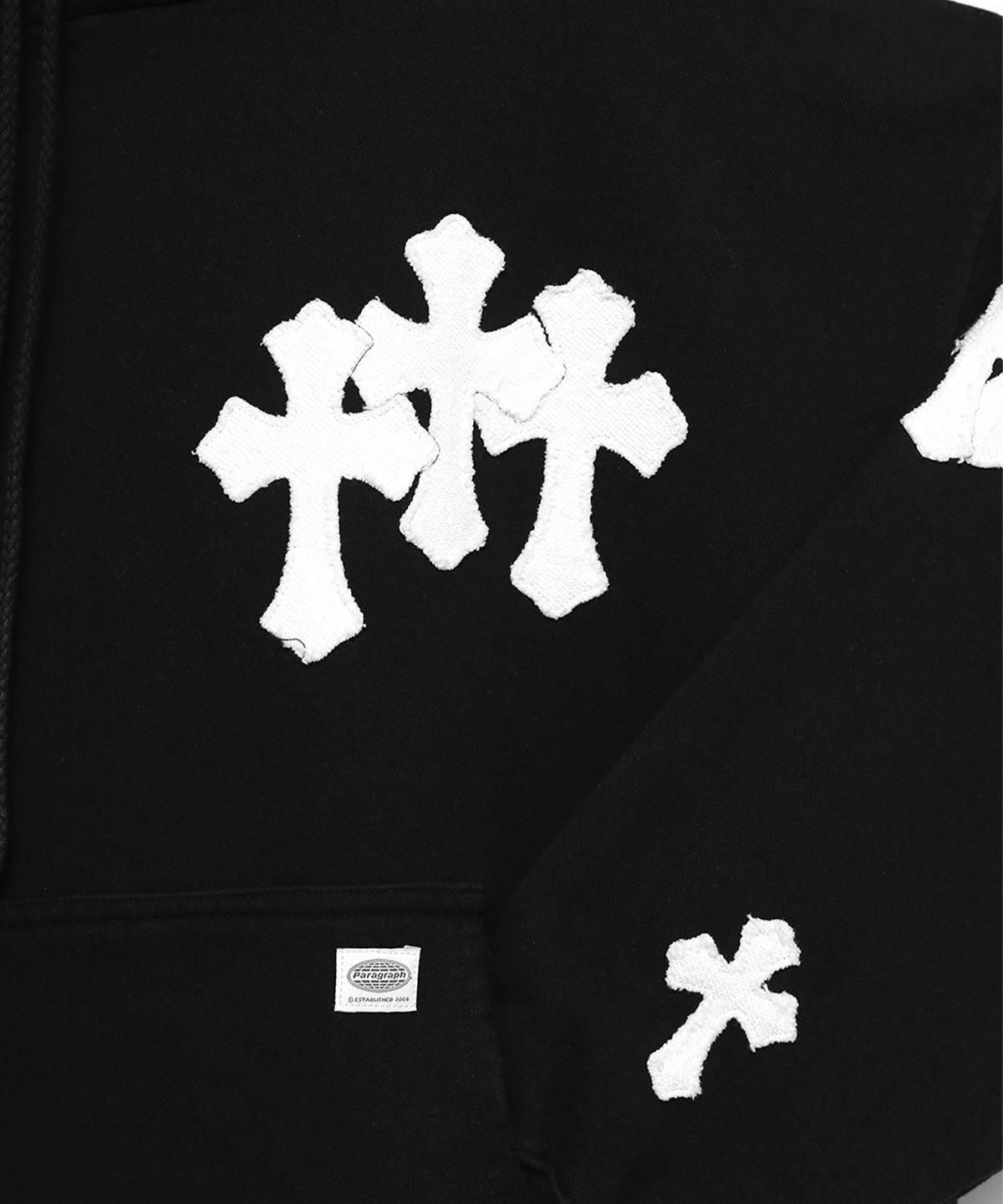 PARAGRAPH CROSS HOODIE-BLACK