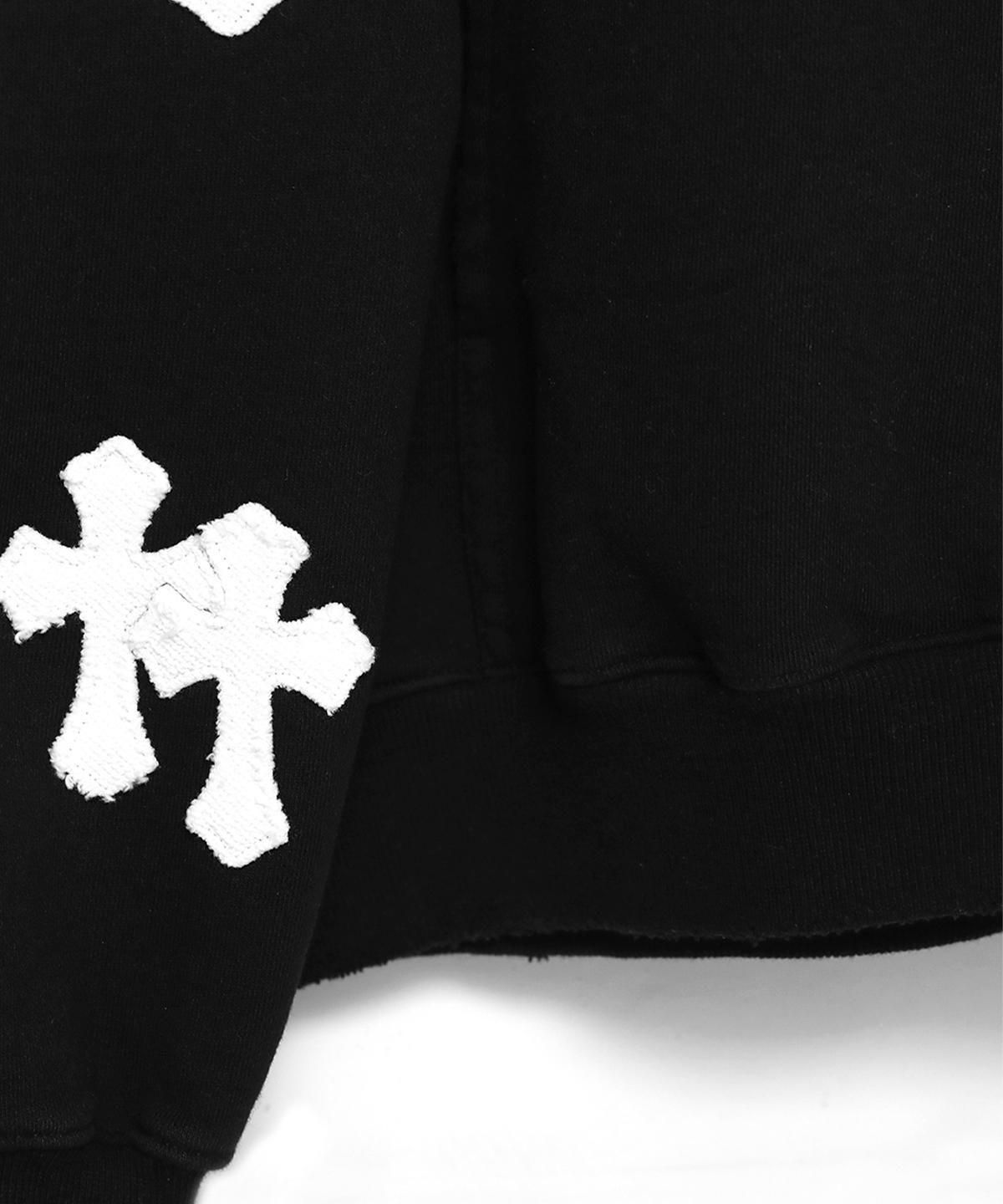 PARAGRAPH CROSS HOODIE-BLACK