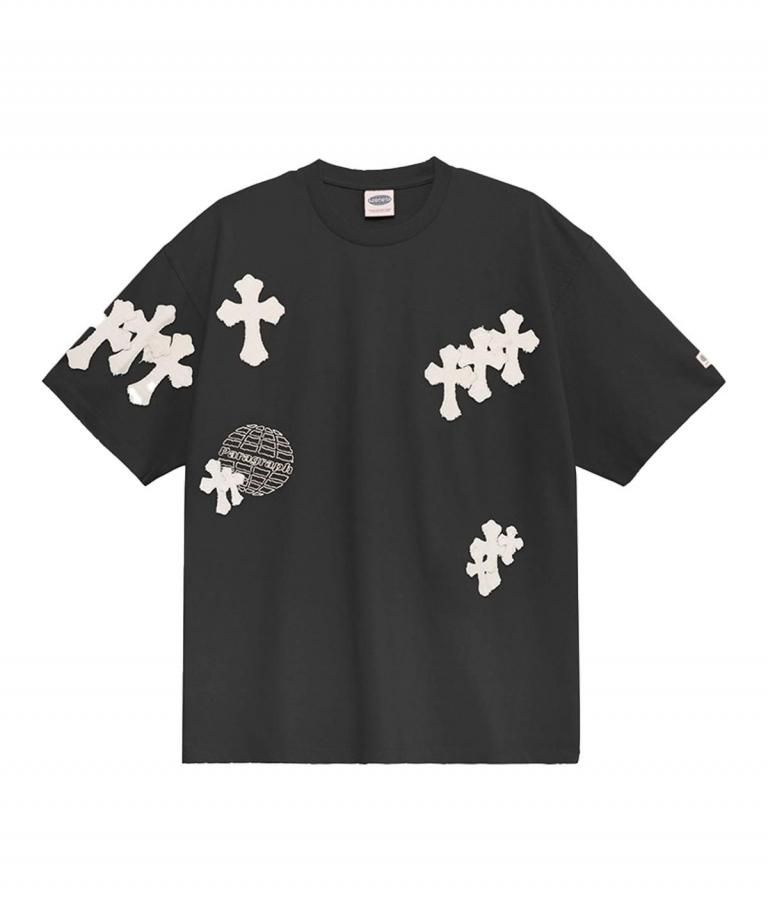 PARAGRAPH CROSS T SHIRT-BLACK