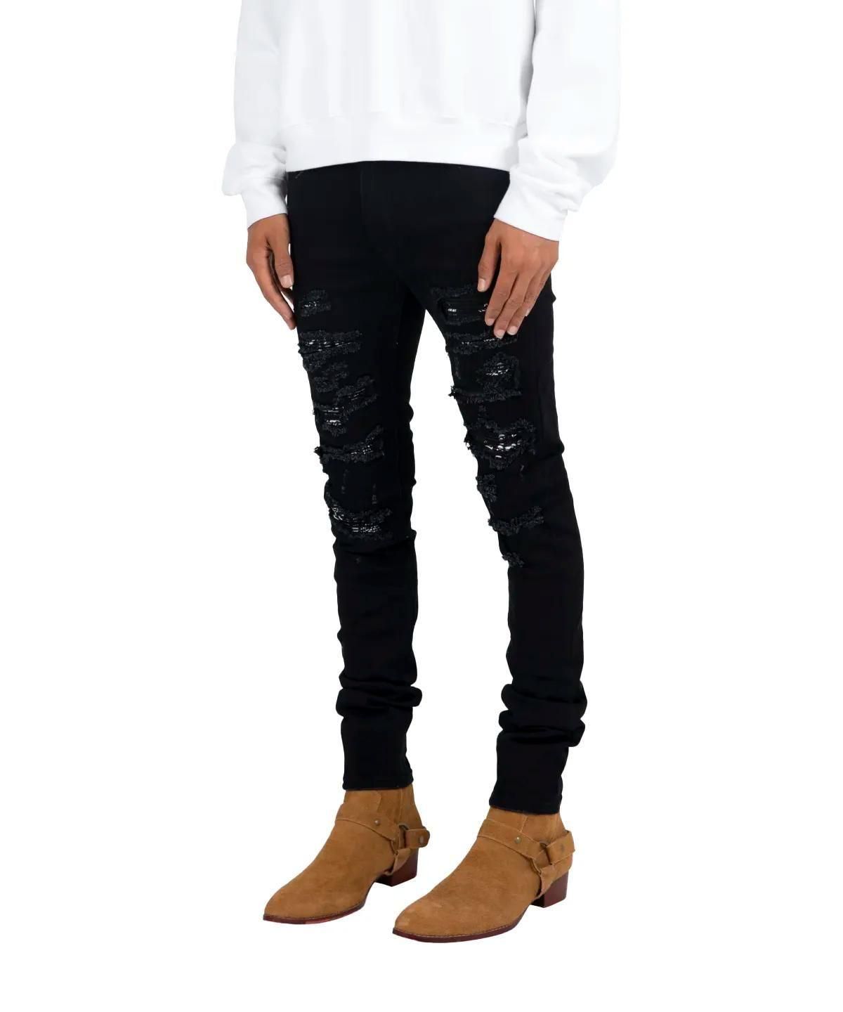 mnml X165 PAISLEY SKINNY DENIM BLACK
