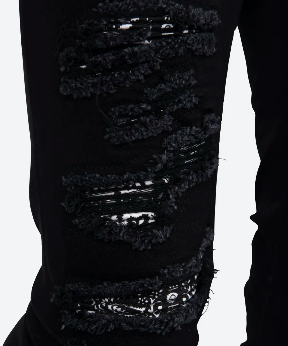 mnml X165 PAISLEY SKINNY DENIM BLACK