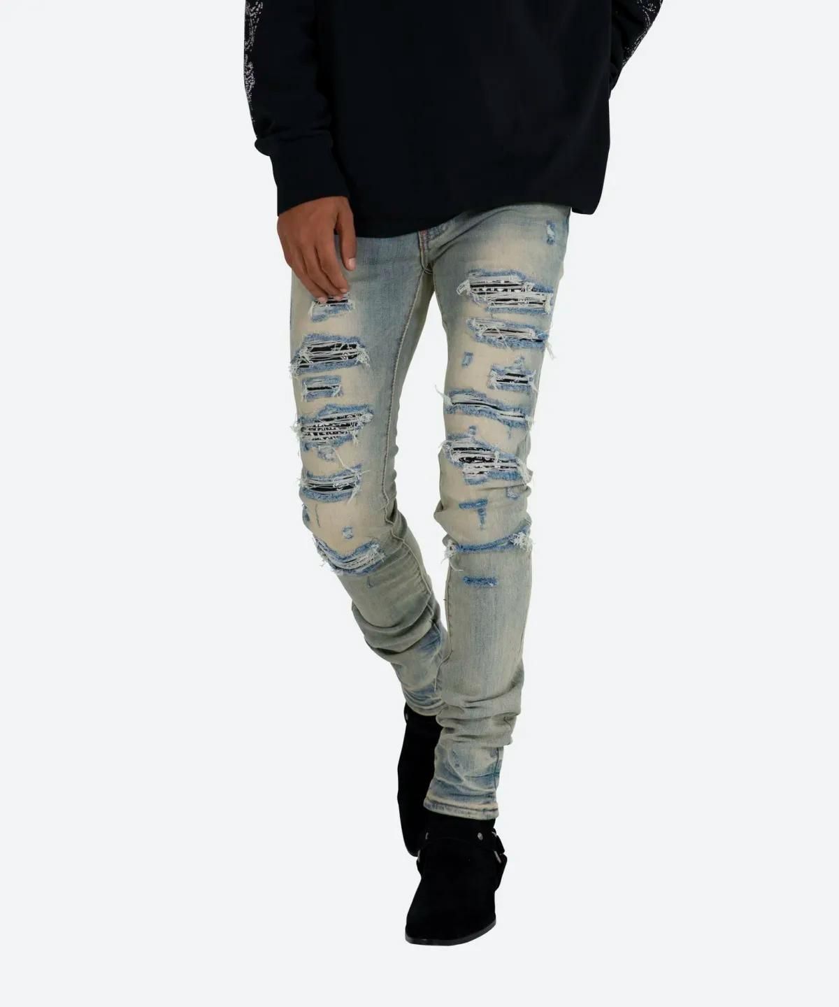 mnml X165 PAISLEY SKINNY DENIM BLUE