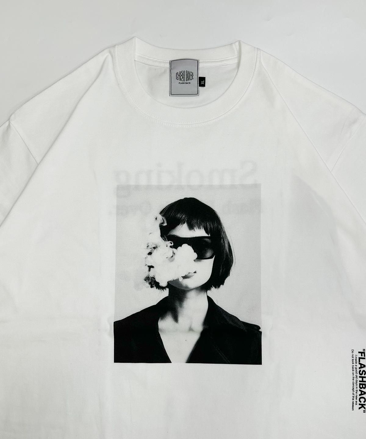 FLASHBACK25SS最新作】Smoking Lady Photo Graphic T-Shirts.WHT