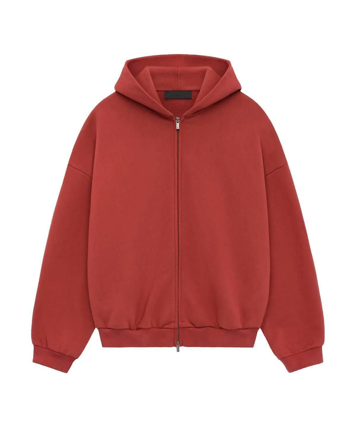 Heavy Sweat Zipフーディー 赤色 FREEサイズ Soft & Cozy 100% Cotton Fleece Zip Hoodie with Inner Pockets