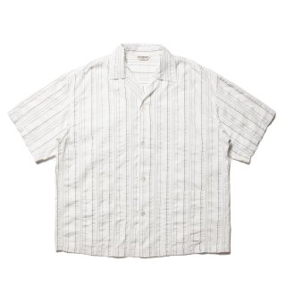 Stripe Sucker Cloth Open Collar S/S Shirt 
