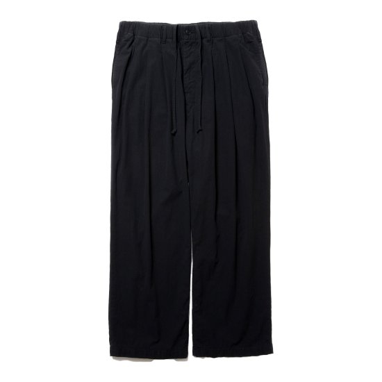 COOTIE / Hard Twist Yarn Twill 3 Tuck Wide Trousers 
