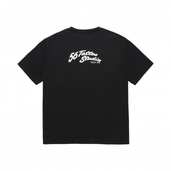 WACKOMARIA / 56 TATTOO STUDIO / WASHED HEAVY WEIGHT CREW NECK T-SHIRT 
