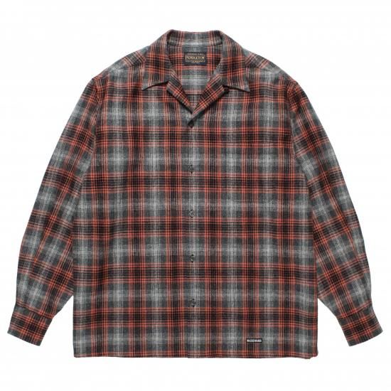 WACKOMARIA / WOOL OMBRE CHECK OPEN COLLAR SHIRT L/S (TYPE-2)

