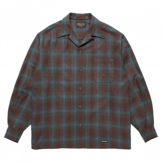 WACKOMARIA / WOOL OMBRE CHECK OPEN COLLAR SHIRT L/S (TYPE-3)
