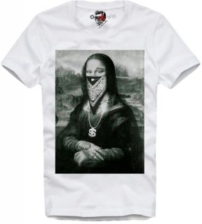 【E1SYNDICATE】 T SHIRT ” MONA LISA 2PAC MIDDLE FINGER  5639”　Ｔシャツ　イーワンシンジケート　モナリザ 2PAC 　パロディー　