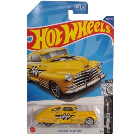 USカード!!ホットウィール HOTWHEELS 【’47 CHEVY FLEET LINE】イエロー ベーシックカー ムーンアイズ - ROOTS- International 11000円以上お買い上げで送料無料!