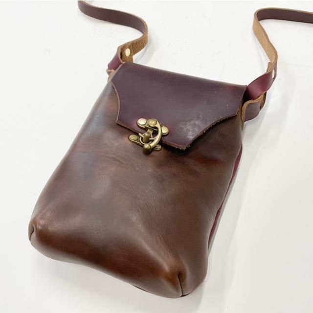 フェルナンドレザー ラッチポーチ バッグ FERNAND LEATHER × el mare Latch Pouch【ブラウン×ワイン  クレイジーパターン】 - el  mare（エルマレ）はデルソル、パムディートリッヒ、ディネー、ヘザーマリー、デイリーストック、ユッタニューマン、フェルナンドレザー、