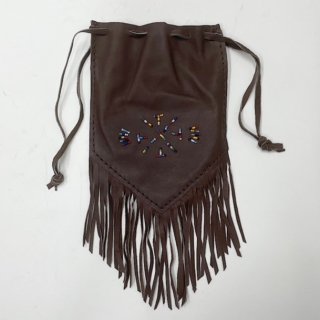 デルソル グアテマラ レザーポーチ ビーズ DEL SOL Guatemala beads leather pouch【ブラウン】