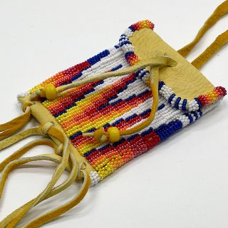 ラコタ ビーズバッグ ネックレス インディアンジュエリー LAKOTA beads necklace bag【ホワイト】