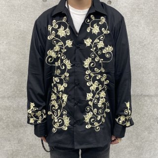 デルソル メキシコ フラワー 刺繍  長袖シャツ DEL SOL Mexico flower embroidery shirt 【ブラック】
